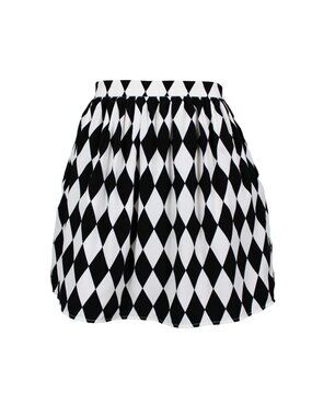 dina be Harlequin Diamond Pleated Alt-Goth Mini Skirt (M)